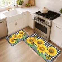 1pc Sunflower Pattern Printed Diatom Mud Kitchen Mat, Absorbent Kitchen Floor Mat, Kitchen Rug, Long Runner Mat, Sink Front Mat, Suitable For Kitchen, Bathroom, Entryway, Hallway, Laundry Room And Home Decor - Multicolor - View 11