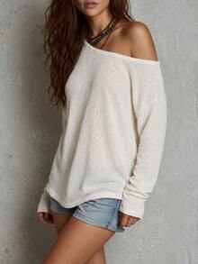 2026 Autumn/Winter New Sweater Knit Top Long Sleeve Loose Fit Off-Shoulder Asymmetric Collar Ribbed Knit Blouse Bohemian Y2K Millennium Style Sexy Gentle Casual Commute Home Holiday Travel Lazy Fit Dropped Shoulder Beach Pastoral Soft Girl Effortless Chic French Style Autumn/Winter Essential Vacation Island Outfit Daily Street Date Wear Asymmetrical Neck Design Plus Size Friendly - Beige - View 9
