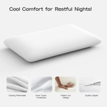 1pc Thin Memory Foam Neck Pillow For Bed, Suitable For Side, Back And Stomach Sleepers | Slow Rebound, Soft And Comfortable | Double-Sided Pillowcase, One Side Ice Silk, One Side Polyester Fiber | Suitable For Napping, Traveling, Office, - White - View 5