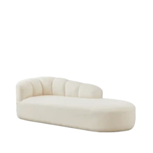 Modern Chenille Chaise Longue With Wavy Backrest - 米色 - 查看 2