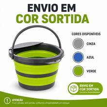 Balde Dobrável Retrátil Multiuso 4 Litros Redondo Com Alça Plástico TPR Cores Sortidas Recipiente Dobrável 4L Com Alça Para Lavanderia Jardim Camping E Porta Malas Casa Usos Utensílio Portátil Redondo 4L Compacto Para Casa Carro Piquenique Organização Limpezas - Visão 8