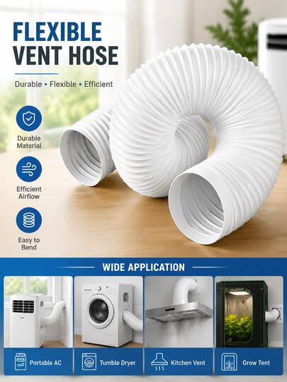 Flexibele koelings- en afvoerbuis, 3-laags dikke isolatiestructuur, geschikt voor verwarming, koeling, ventilatie en afvoer, toepasbaar voor keuktafelafzuiger, kas, badkamer, HVAC-systeem en droger