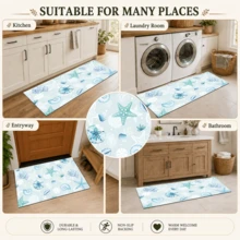1pc Starfish Pattern Diatom Mud Kitchen Mat, Absorbent Kitchen Floor Mat, Kitchen Rug, Long Runner Mat, Sink Front Mat, Suitable For Kitchen, Bathroom, Entryway, Hallway, Laundry Room And Home Decor - Multicolor - View 7