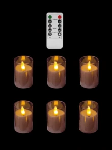 6/12/24pcs Acrylic Flameless Flickering Candles (Batteries Included), With Remote Control And Timer, Suitable For Home Decor, Wedding, Holiday, Party Decoration, Table Centerpiece, Patio Decor - Grey - View 11