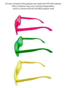 3pcs 80s Neon Party Accessory Set - Fingerless Fishnet Gloves + Shutter Shade Glasses + Lightning Bolt Earrings, Retro Disco Costume Set, Suitable For Women's Halloween Cosplay, Summer Party And 80s Theme Party Outfits. - Grille Glasses Set - View 4