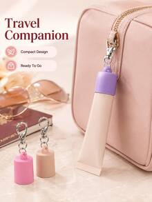 Portable Tube Cap Keychain Holder, Silicone Tube Cover With Metal Clip, Travel Lip Balm Holder Keychain, Reusable Cosmetic Tube Cap Protector, Mini Pocket Carry Holder For Bags, Keys, Travel Accessories, Cute Organizer Gift - Multicolor - View 7