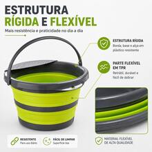 Balde Dobrável Retrátil Multiuso 4 Litros Redondo Com Alça Plástico TPR Cores Sortidas Recipiente Dobrável 4L Com Alça Para Lavanderia Jardim Camping E Porta Malas Casa Usos Utensílio Portátil Redondo 4L Compacto Para Casa Carro Piquenique Organização Limpezas - Visão 6