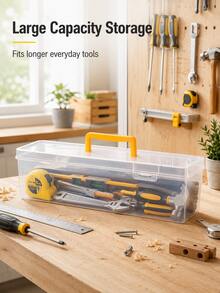 Transparent Plastic Hardware Storage Box, Detachable Divider Parts Organizer, Portable Screw & Small Accessories Sorting Container, Multi-Compartment Handheld Tool Storage Box, Suitable For Home Repair - A - View 6