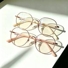 1 Pair Apricot Women's Color-Changing Fashion Glasses, Perfect Accessory For Women's Travel, Elegant Fashion Glasses, Beach, Women's Beach Accessory, Fashion Glasses, Fashion, Elegant Outfit, Family Outing, Travel Vacation, Casual Daily, Fashion Outfit, Party Travel, Wear And Use - 2pcs Rose Gold + Gold Thread Milk Coffee - View 3