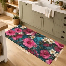 1pc, Floral Pattern Printed Diatomaceous Earth Kitchen Mat, Absorbent Kitchen Floor Mat, Kitchen Rug, Long Strip Foot Mat, Sink Front Mat, Suitable For Kitchen, Bathroom, Entryway, Hallway, Laundry Room And Home Decor - Multicolor - View 13