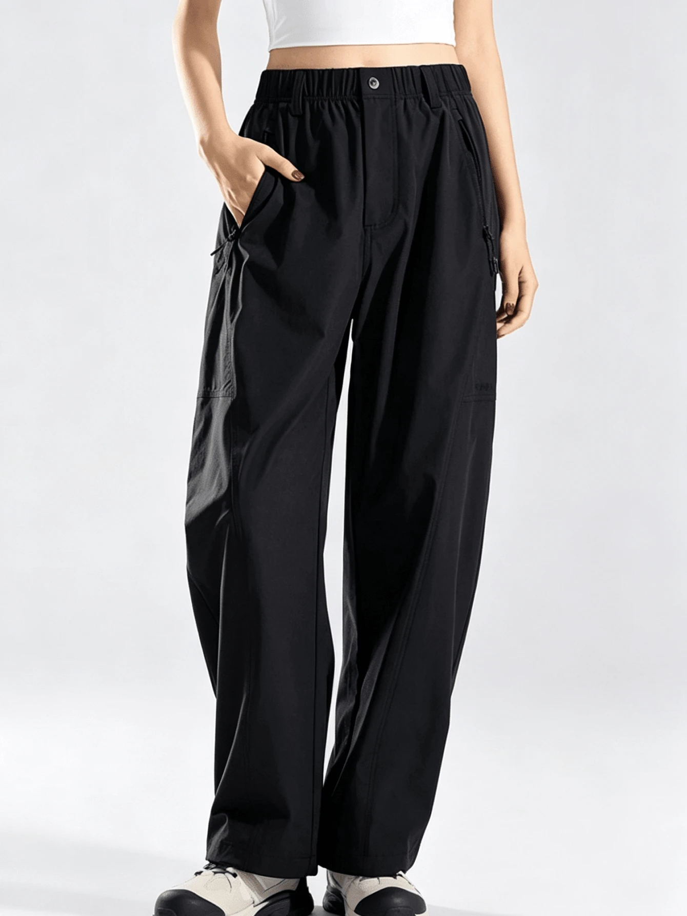 CAMEL CROWN Women's Cargo Long Pants, All Seasons New Cool Feel Sun Protection Curved Blade Pants - Phantom Black - View 1