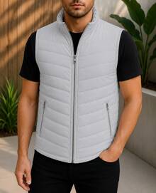 HPC POLO Men's Casual Vest, Lightweight, Comfortable - 淺灰色 - 查看 4