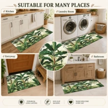 1pc Banana Leaf Pattern Printed Diatomaceous Earth Kitchen Mat, Absorbent Kitchen Floor Mat, Kitchen Rug, Long Runner Mat, Sink Front Mat, Suitable For Kitchen, Bathroom, Entryway, Hallway, Laundry Room And Home Decor - Multicolor - View 9