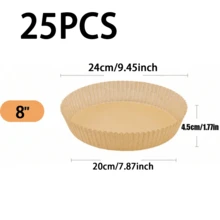 100/50/25入一次性圓形氣炸鍋內襯紙,6英吋與8英吋可選,防油不沾烘焙羊皮紙,適用烹飪、燒烤、戶外野餐,廚房烘焙必備 - 圓形 - 查看 15