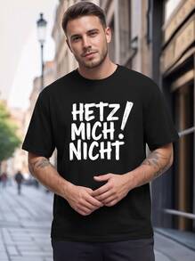 Olivgrünes Herren-T-Shirt in Große Größen mit dem Slogan "I'M Not In A Hurry", leichter Sommerstoff, maschinenwaschbar für den täglichen Gebrauch. Schnelle Lieferung - Schwarz - Übersicht 1