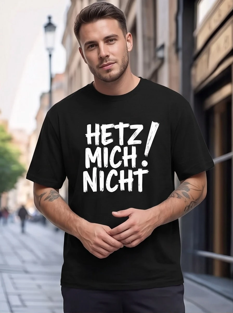 Olivgrünes Herren-T-Shirt in Große Größen mit dem Slogan "I'M Not In A Hurry", leichter Sommerstoff, maschinenwaschbar für den täglichen Gebrauch. Schnelle Lieferung - Schwarz - Übersicht 1
