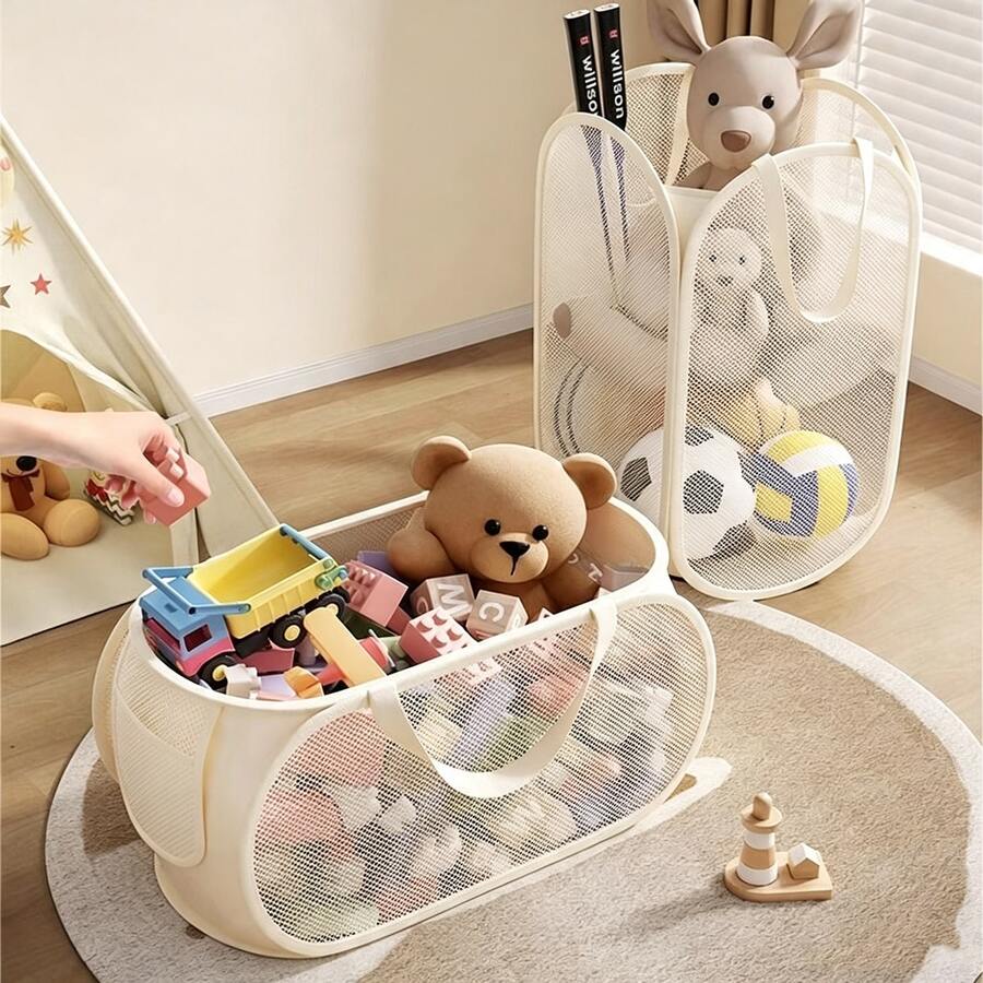 2/1pc Doll Storage Basket, Large Capacity Plush Doll Storage Bin, Organizer For Bedroom, Living Room And Home Storage, Can Store Plush Toys, Building Blocks And Other Items, Portable Storage Basket