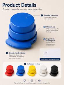1pc Staple-Free Stapler Manual Paper Binding Clip High Quality Plastic Suitable For Home And Office (Random Color) - B - View 3
