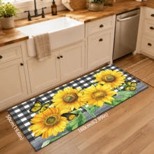 1pc Sunflower Pattern Printed Diatom Mud Kitchen Mat, Absorbent Kitchen Floor Mat, Kitchen Rug, Long Runner Mat, Sink Front Mat, Suitable For Kitchen, Bathroom, Entryway, Hallway, Laundry Room And Home Decor - Multicolor - View 12