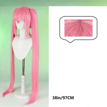 Pink Long Anime Cosplay Wig, Twin Ponytails With Clips, Realistic Scalp Layer, Heat Resistant, Approx. 38 Inches, Suitable For Anime Conventions, Halloween And Daily Wear (Includes Hair Net) - Pink - View 8