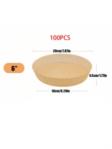 100/50/25入一次性圓形氣炸鍋內襯紙,6英吋與8英吋可選,防油不沾烘焙羊皮紙,適用烹飪、燒烤、戶外野餐,廚房烘焙必備 - 圓形 - 查看 16