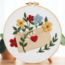 1件 20*20cm/7.9*7.9in 美麗花鳥刺繡套件，DIY手工刺繡套裝，適合成人初學者，居家禮物、女性縫藝禮物，含使用說明書、印花布料、刺繡框、針與線 - Beautiful Flowers and Birds - 查看 17