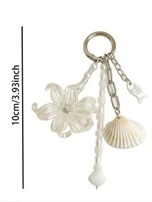 Móc khóa hoa vỏ sò phong cách đại dương du lịch, charm treo túi xách và chìa khóa ô tô INS tươi mới - Nhiều màu - Xem 6