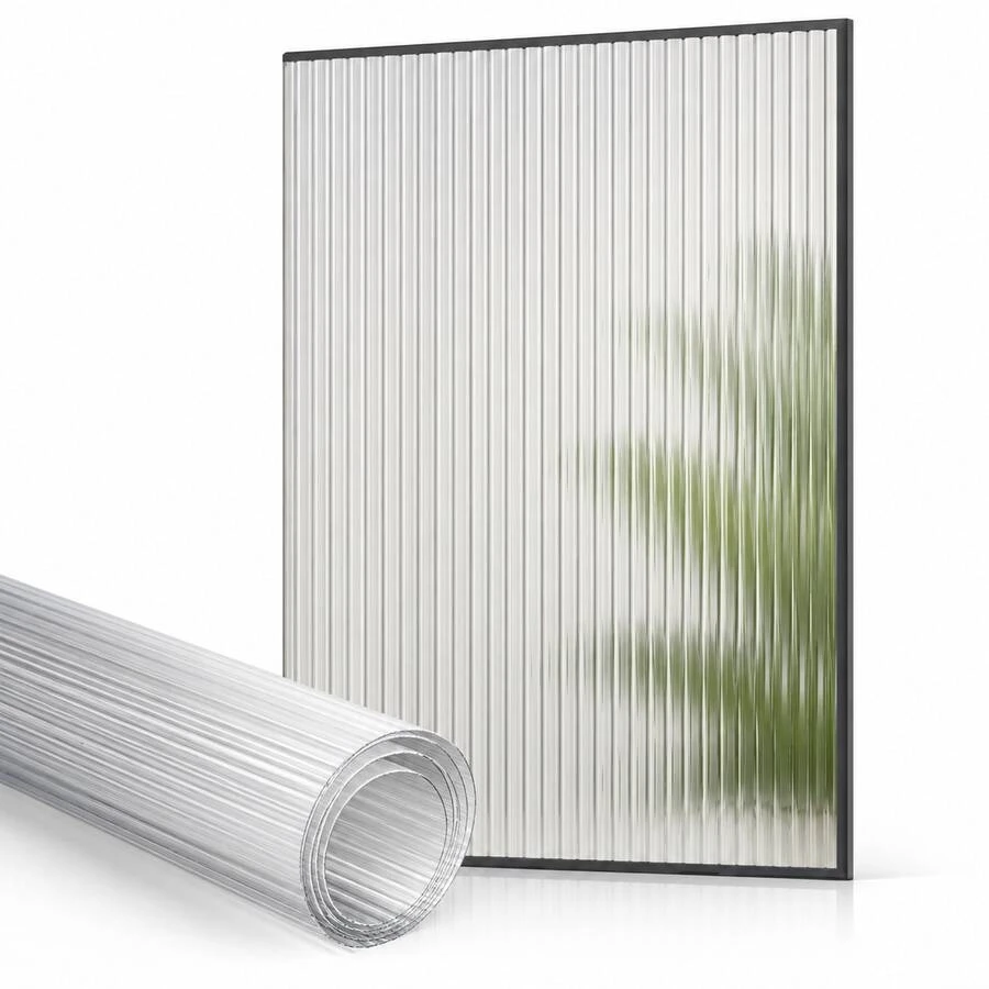 Striped Privacy Window Film Frosted Glass Sticker Electrostatic Adsorption Glue-Free Decorative Window Film Removable Reusable Anti-Peeping Film Suitable For Bathroom Bedroom Door Glass - Style A: Classic Ribbed - View 1