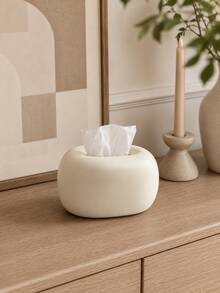 1pc Modern Minimalist Tissue Box Cover, Rounded Square Tissue Holder, Decorative Tissue Box, Suitable For Bathroom Vanities, Living Rooms, Bedrooms, Desks, Coffee Tables, And Bedside Tables, Available In Black Or Beige. - Multicolor - View 8