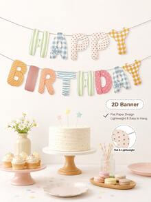 Colorful Happy Birthday Banner Letters, 8.66 Inch 3D Grid, Polka Dot, Stripe Pattern, Reusable Happy Birthday Letters, Birthday Decoration Birthday Banner, Perfect For Baby Shower Birthday Party Decoration - Multicolor - View 7