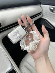 1pc 3 Axela CX30 CX5 CX50 Xingye Car Key Cover Silver Edge Personalized Pearl Bow Protective Shell Elegant Pearl Mesh Hanging Ring Mini Wind Chime Pendant CX-4 Atenza Next Gen CX-5 Xingye CX-30 Side 3-Button TPU Key Protective Shell - A - View 1