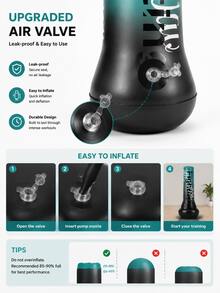 New Upgraded Inflatable Freestanding Punching Bag, Enhanced Stability Gradient Combat Letter Print Boxing Column, Water/Sand Filled Rebound Rolling Punching Bag, Suitable For Home Fitness And Stress Relief - Multicolor - View 8