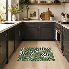 1pc Banana Leaf Pattern Printed Diatom Mud Kitchen Mat, Absorbent Kitchen Floor Mat, Kitchen Rug, Long Strip Foot Mat, Sink Front Mat, Suitable For Kitchen, Bathroom, Entryway, Hallway, Laundry Room And Home Decor - Multicolor - View 2