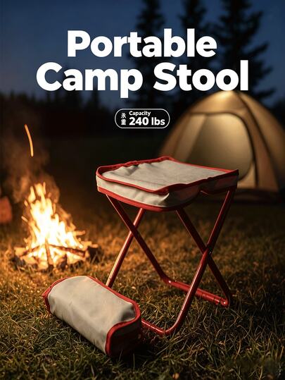 1 pièce Tabouret de camping pliable portable, tabouret pliable, mobilier de jeu et de divertissement, siège pliable en tissu Oxford épaissi avec cadre en acier à haute teneur en carbone, tabouret d'extérieur compact et léger convenant pour les voyages, la randonnée, la pêche, le pique-nique, le barbecue, conception stable supportant jusqu'à 120 kg, style de poignée ou de sangle en option