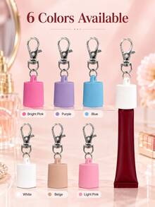 Portable Tube Cap Keychain Holder, Silicone Tube Cover With Metal Clip, Travel Lip Balm Holder Keychain, Reusable Cosmetic Tube Cap Protector, Mini Pocket Carry Holder For Bags, Keys, Travel Accessories, Cute Organizer Gift - Multicolor - View 2
