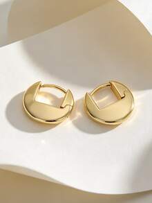 Charm-In أقراط هجي دائرية مصقولة بسيطة للنساء، أقراط حلقية هندسية مطلية بالنحاس والذهب عيار 18 قيراط، إكسسوارات أذن أساسية متعددة الاستخدامات للملابس الكاجوال - الذهبي - مشاهدة 8