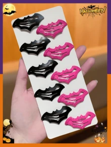 10 piezas de pinzas para el cabello con diseño de murciélago de Halloween para mujeres, estilo Y2K, pinzas de presión para el cabello con murciélago en negro puro y rosa brillante, accesorios para el cabello de disfraz de Halloween, accesorios de decoración para el cabello de Halloween para mujeres, accesorios para el cabello de mujeres - Multicolor - Ver 10