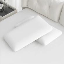1pc Thin Memory Foam Neck Pillow For Bed, Suitable For Side, Back And Stomach Sleepers | Slow Rebound, Soft And Comfortable | Double-Sided Pillowcase, One Side Ice Silk, One Side Polyester Fiber | Suitable For Napping, Traveling, Office, - White - View 2