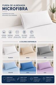 Funda de Almohada  de Microfibra – Suave, Cómoda y Transpirable – Disponible en 70/90/105/135/150 cm - blanco - Ver 2
