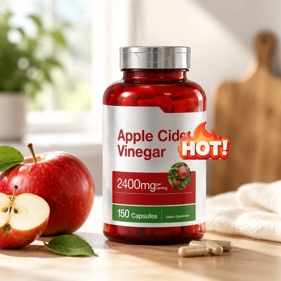 Comunvitam High Potency Apple Cider Vinegar Supplement Capsules, 2400mg Per Serving, 150 Count Quick Release Formula, Non-GMO & Gluten Free, Natural Malic Acid Nutritional Support For Daily Wellness - 150 Count - View 1