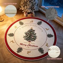 31.5/47.24/55.12inch Christmas Round Area Rug, Merry Christmas Tree Print Non Slip Crystal Velvet Floor Mat, Holiday Decor Carpet For Living Room Bedroom Xmas Home Decor - Christmas Round Rug - View 10