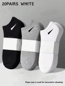 15 Pairs Unisex Socks, Sports Socks, White/Black/Gray Short Socks, Invisible Socks, Solid Color Minimalist Fashion, Suitable For Casual Daily Wear - Multicolor - View 19