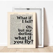 1pc Framed Canvas Wall Art Poster - "Dear, What If I Fall?" Quote - Versatile Holiday Decor, Canvas Hanging Painting, Perfect For Home, Dorm And Living Room Decoration, Birthday Graduation Gift - Multicolor - View 5