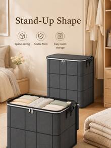 Large Capacity Clothes Storage Box, Dual Zipper Design, Foldable Storage Organizer, Suitable For Blankets, Bedding And Seasonal Clothing, Sturdy Handles, Suitable For Wardrobe, Bedroom And Moving Home Storage Organizer - Multicolor - View 7