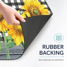 1pc Sunflower Pattern Printed Diatom Mud Kitchen Mat, Absorbent Kitchen Floor Mat, Kitchen Rug, Long Runner Mat, Sink Front Mat, Suitable For Kitchen, Bathroom, Entryway, Hallway, Laundry Room And Home Decor - Multicolor - View 10