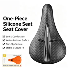 1pc One-Piece Molded Full Silicone Bicycle Seat Cover, 3D Honeycomb Shock Absorption, Waterproof & Anti-Slip Cycling Gear - Multicolor - View 4