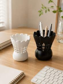 1 pieza Soporte para bolígrafos con diseño de bádminton, múltiples estilos, caja de almacenamiento de escritorio creativa, adorno decorativo de escritorio, soporte multifuncional para brochas de maquillaje, decoración de papelería de escritorio de oficina práctica - Múltiples estilos - Ver 8