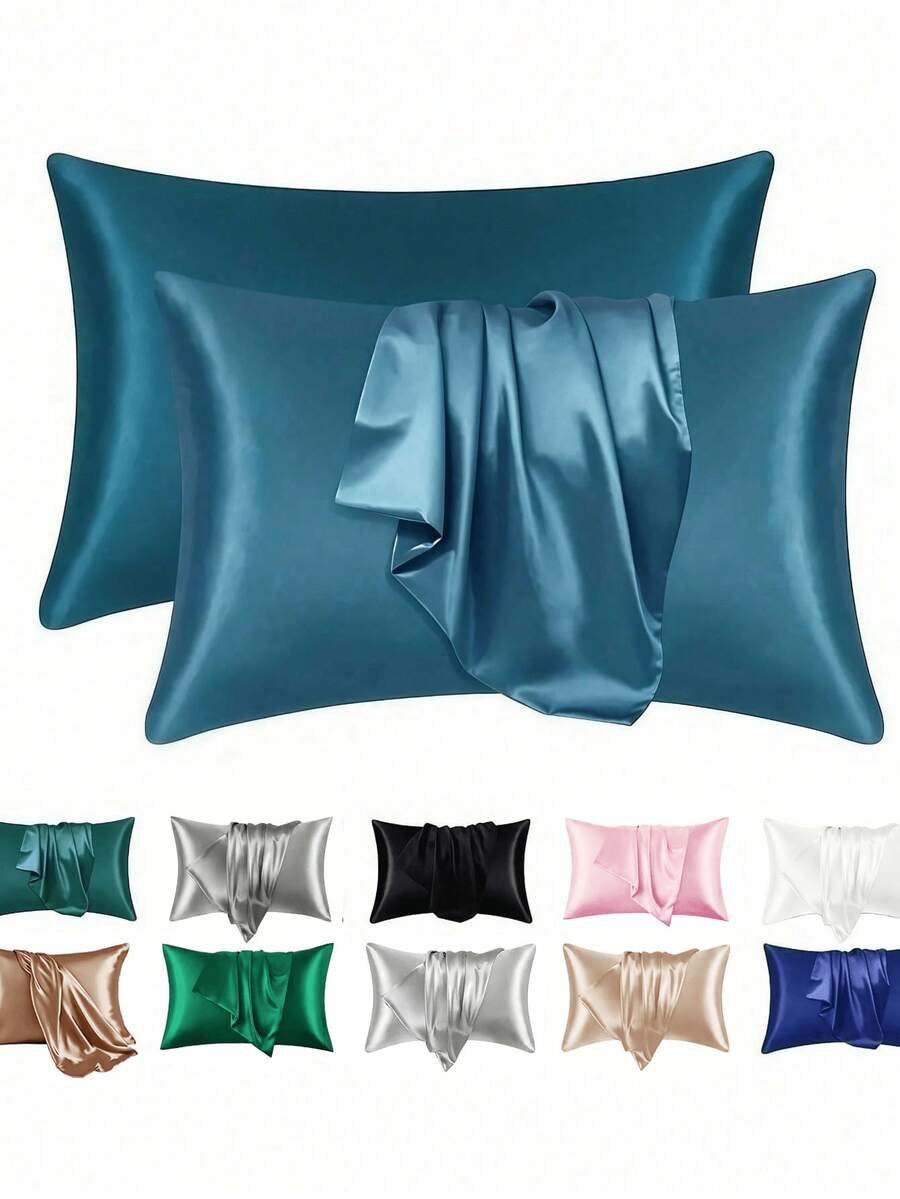2pcs/1pc Luxurious Silky Soft Pillowcase - Breathable Skin -Friendy Cool Fel Solid Color With Envelope Closure- Machine Washable Bedding Washed Silk Pllowcase Sing Cushion Cover For Bedroom Decor Bedding Bed Accessories