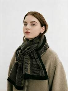 1pc Thickened Autumn/Winter Scarf, Stylish Knitted Woolen Scarf, Soft Warm Neck Warmer, Windproof Thickened Scarf - Multicolor - View 10
