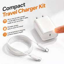 Charger Dinding USB C 30W Steker AS + Kabel USB C ke Type C Tahan Lama 3,3 kaki/100 cm, Kit Pengisian Cepat Kompatibel dengan iPhone 17 Pro Max/17 Pro/17/16 Pro Max/16 Pro/16 Plus/16/15 Pro Max/15 Pro/15 Plus/15, Set Adaptor - Steker Tipe AS A (110-127V) - View 2